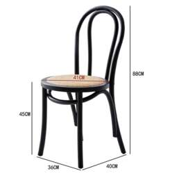Rackhams Sonnet Dining Chair, Solid Wood - Black - Style B (With Rattan Seat) - Style B (With Rattan Seat) - thumbnail 4