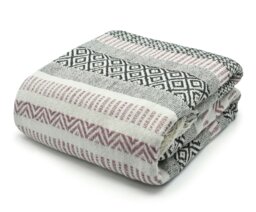 Rackhams Check Cotton Tassel Throw - 228cm x 254cm - Pink