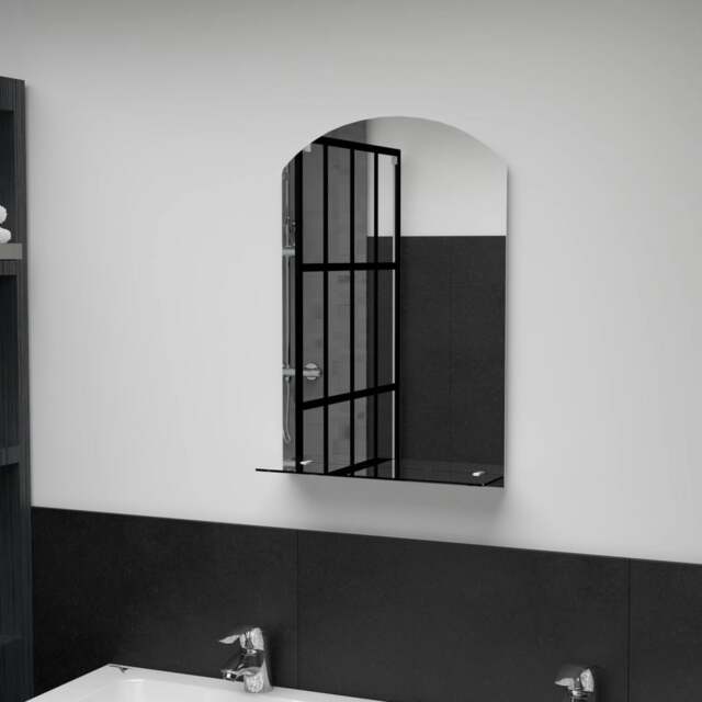 Rackhams Wall Mirror with Shelf 40x60 cm Tempered Glass