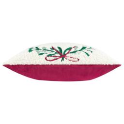 Rackhams Embroidered Mistletoe Christmas Cushion Cover - White/Multicoloured - 45cm x 45cm - White/Multicoloured - 100% Polyester - thumbnail 3