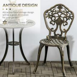 Rackhams Bava Cast Aluminium Bronze 3 Piece Garden Bistro Set With Parasol Hole Round Table - thumbnail 4