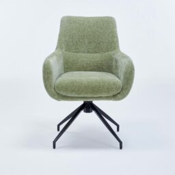 Rackhams Padded Dining Chair, 180° Auto Rotate Chenille Fabric Vanity Armchair with Metal Frame, Max Load 150 KGS - 2 PCS - Grey - thumbnail 4