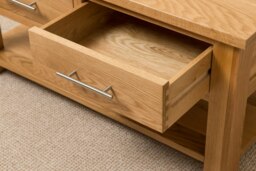 Rackhams Oslo Solid Oak Coffee Table with 2 Drawers - Brown - thumbnail 4