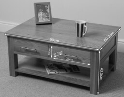 Rackhams Oslo Solid Oak Coffee Table with 2 Drawers - Brown - thumbnail 5