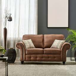 Rackhams Oakland Chesterfield Leather 2 Seater Sofa - Charcoal Grey - thumbnail 2