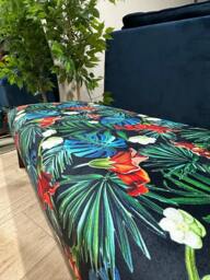 Rackhams Blue Jungle Floral Ottoman Bench – Multi-Use Footstool & Coffee Table UK Handmade - 43 x 43 Inches (110 x 110cm) - thumbnail 5