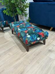 Rackhams Blue Jungle Floral Ottoman Bench – Multi-Use Footstool & Coffee Table UK Handmade - 43 x 43 Inches (110 x 110cm) - thumbnail 2