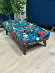 Rackhams Blue Jungle Floral Ottoman Bench – Multi-Use Footstool & Coffee Table UK Handmade - 43 x 43 Inches (110 x 110cm) - thumbnail 4