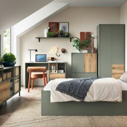 Rackhams Darwin Sideboard 2 Door 2 Drawer in Green/Oak - Green - 78.2 - 1 - thumbnail 3