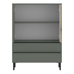Rackhams Darwin Sideboard 2 Door 2 Drawer in Green/Oak - Green - 78.2 - 1 - thumbnail 2