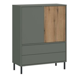 Rackhams Darwin Sideboard 2 Door 2 Drawer in Green/Oak - Green - 78.2 - 1