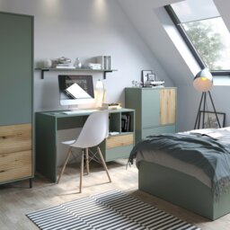 Rackhams Darwin Sideboard 2 Door 2 Drawer in Green/Oak - Green - 78.2 - 1 - thumbnail 4