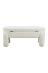 Rackhams 110x50x84cm White Upholstered Storage Bench Foot Rest - White - thumbnail 4