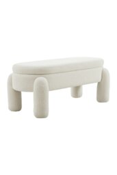 Rackhams 110x50x84cm White Upholstered Storage Bench Foot Rest - White - thumbnail 2