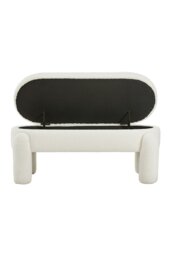 Rackhams 110x50x84cm White Upholstered Storage Bench Foot Rest - White - thumbnail 6