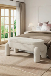 Rackhams 110x50x84cm White Upholstered Storage Bench Foot Rest - White