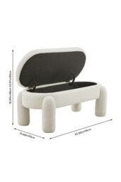 Rackhams 110x50x84cm White Upholstered Storage Bench Foot Rest - White - thumbnail 5