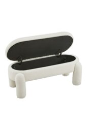Rackhams 110x50x84cm White Upholstered Storage Bench Foot Rest - White - thumbnail 3