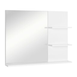 Rackhams Bathroom Mirror Wall Mount Vanity Mirror with 3 Storage Shelves, White - thumbnail 2