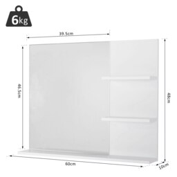 Rackhams Bathroom Mirror Wall Mount Vanity Mirror with 3 Storage Shelves, White - thumbnail 6