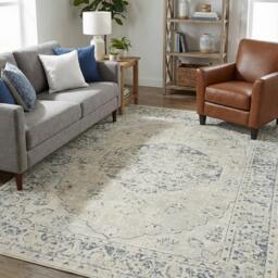 Rackhams Lillian-Washable Grey Blue Traditional Vintage Boho Rug - 160 x 213 cm - thumbnail 2
