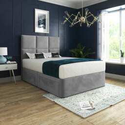 Rackhams Caprio Upholserted Floorstanding Headboard With Divan Bed Frame - Grey - Grey - Small single - thumbnail 1