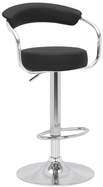 Rackhams Zenith Single Kitchen Bar Stool, Chrome Footrest, Height Adjustable Swivel Gas Lift, Breakfast Stool & Home Barstool, Black - image 1