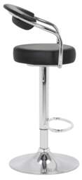 Rackhams Zenith Single Kitchen Bar Stool, Chrome Footrest, Height Adjustable Swivel Gas Lift, Breakfast Stool & Home Barstool, Black - thumbnail 3