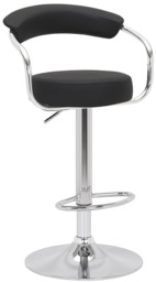 Rackhams Zenith Single Kitchen Bar Stool, Chrome Footrest, Height Adjustable Swivel Gas Lift, Breakfast Stool & Home Barstool, Black - thumbnail 1