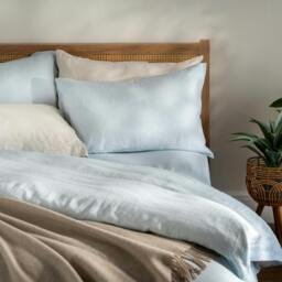 Rackhams Mineral Blue French Linen Pillowcases - Standard - Pair - Oxford - thumbnail 4