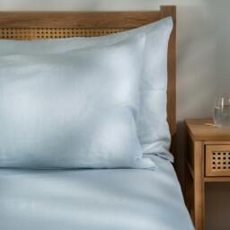 Rackhams Mineral Blue French Linen Pillowcases - Standard - Pair - Oxford - thumbnail 1
