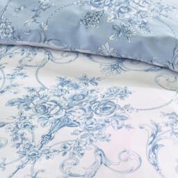 Rackhams Antoinette Damask Reversible Duvet Cover Set Blue - Single - Blue - thumbnail 4