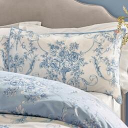 Rackhams Antoinette Damask Reversible Duvet Cover Set Blue - Single - Blue - thumbnail 3