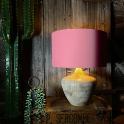 "Rackhams Dirty Pink Cotton Lampshade With Gold Lining - 35cm Diameter x 20cm Height / (14"" x 8"")" - thumbnail 2