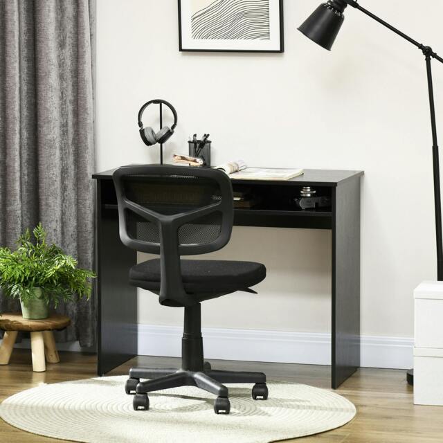 Rackhams Computer Desk Writing Table Study Workstation Storage - Black