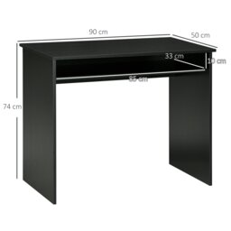 Rackhams Computer Desk Writing Table Study Workstation Storage - Black - thumbnail 4