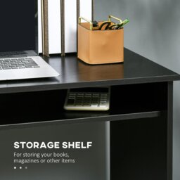 Rackhams Computer Desk Writing Table Study Workstation Storage - Black - thumbnail 5