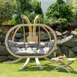 Rackhams Globo Royal Double Hanging Egg Chair Set - Weatherproof Anthracite Grey - thumbnail 2