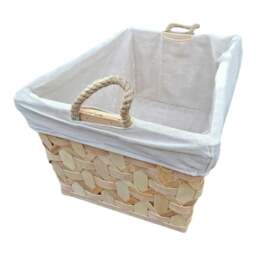 Rackhams Rope Handle Wooden Weave Lined Storage Basket - thumbnail 4