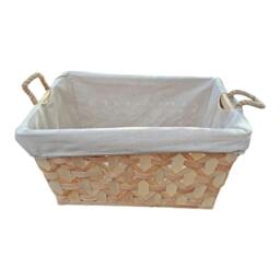Rackhams Rope Handle Wooden Weave Lined Storage Basket