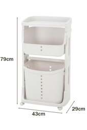 Rackhams 3-Tier Detachable Laundry Basket Fruit Vegetable Storage Rack Kitchen Trolley Cart with Wheels - White - thumbnail 6