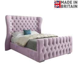 Rackhams Parma Wide Curved Winged Upholstered Soft Velvet Bed Frame - Pink - Pink - Super king - thumbnail 6