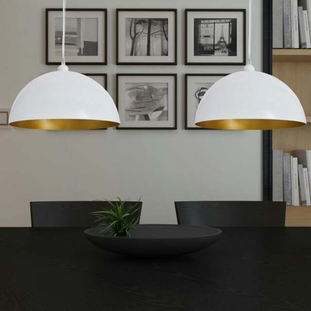 Rackhams Ceiling Lamp 2 pcs Height-adjustable Semi-spherical White