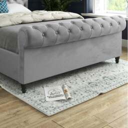 Rackhams Sienna Sleigh Upholstered Soft Velvet Bed Frame - Grey - Pink - Super king - thumbnail 4