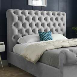 Rackhams Sienna Sleigh Upholstered Soft Velvet Bed Frame - Grey - Pink - Super king - thumbnail 3