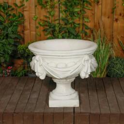 Rackhams Large White/cream Draped Georgian Style Vase Planter Urn - thumbnail 3