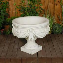 Rackhams Large White/cream Draped Georgian Style Vase Planter Urn - thumbnail 5