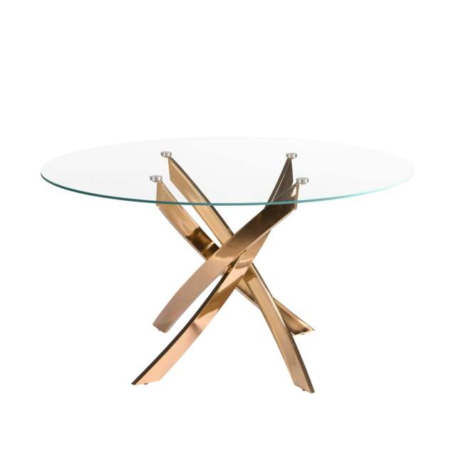 Rackhams Round dining table tempered glass and pink steel 1169 - Ø110 x 75 - image 1