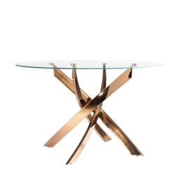 Rackhams Round dining table tempered glass and pink steel 1169 - Ø110 x 75 - thumbnail 6