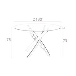 Rackhams Round dining table tempered glass and pink steel 1169 - Ø110 x 75 - thumbnail 5